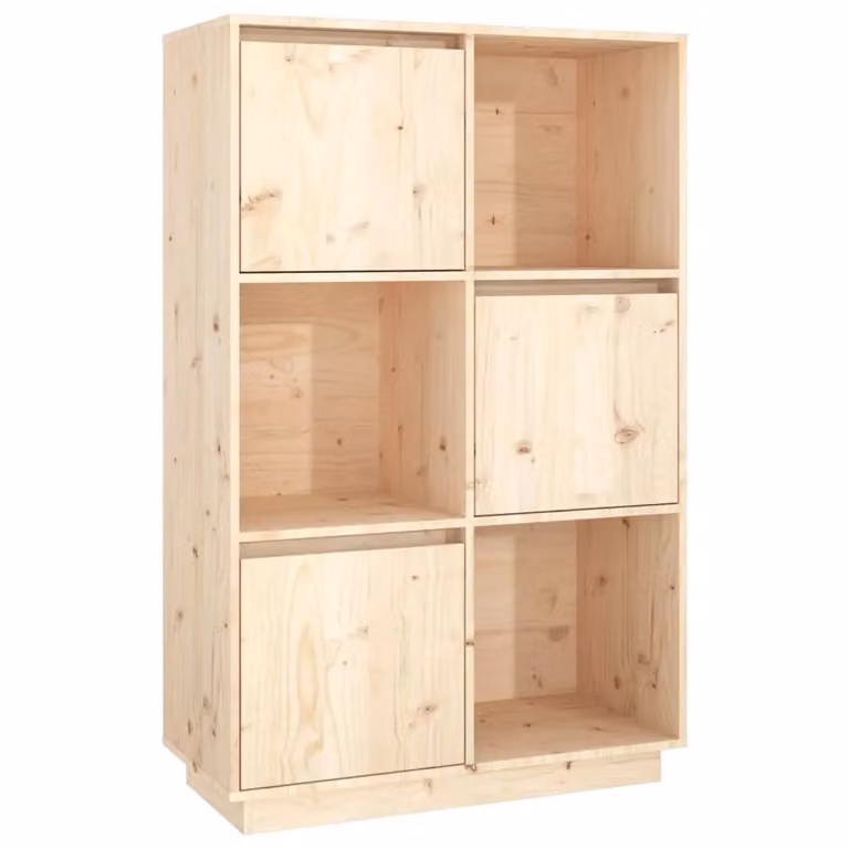 Berkfield Home Rustic Solid Wood Pine Highboard in Brown, W/D/H: 74 x 35 x 117 cm