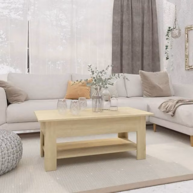 Berkfield Home Sonoma Oak Coffee Table in Brown, W/D/H: 102 x 55 x 42 cm – 1