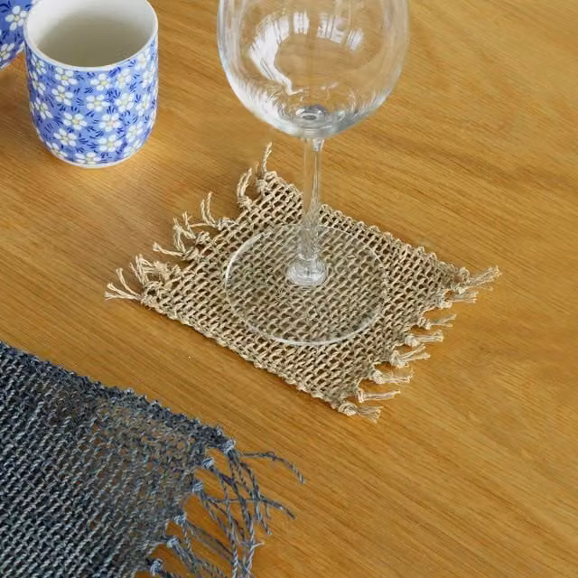 KDMK Rectangular Coasters in Beige and Yellow, W/D/H: 15.0 x 11.0 cm