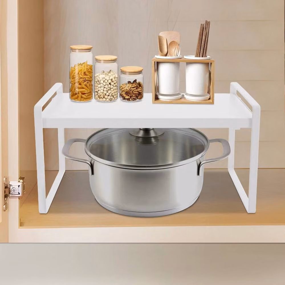 Kelvenix Expandable Metal Kitchen Shelf Organiser in White – 2