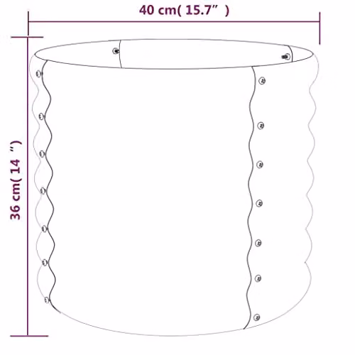 vidaXL Brown Galvanised Steel Ornamental Garden Planter Tub W/D/H: 40 x 40 x 36 cm – 3