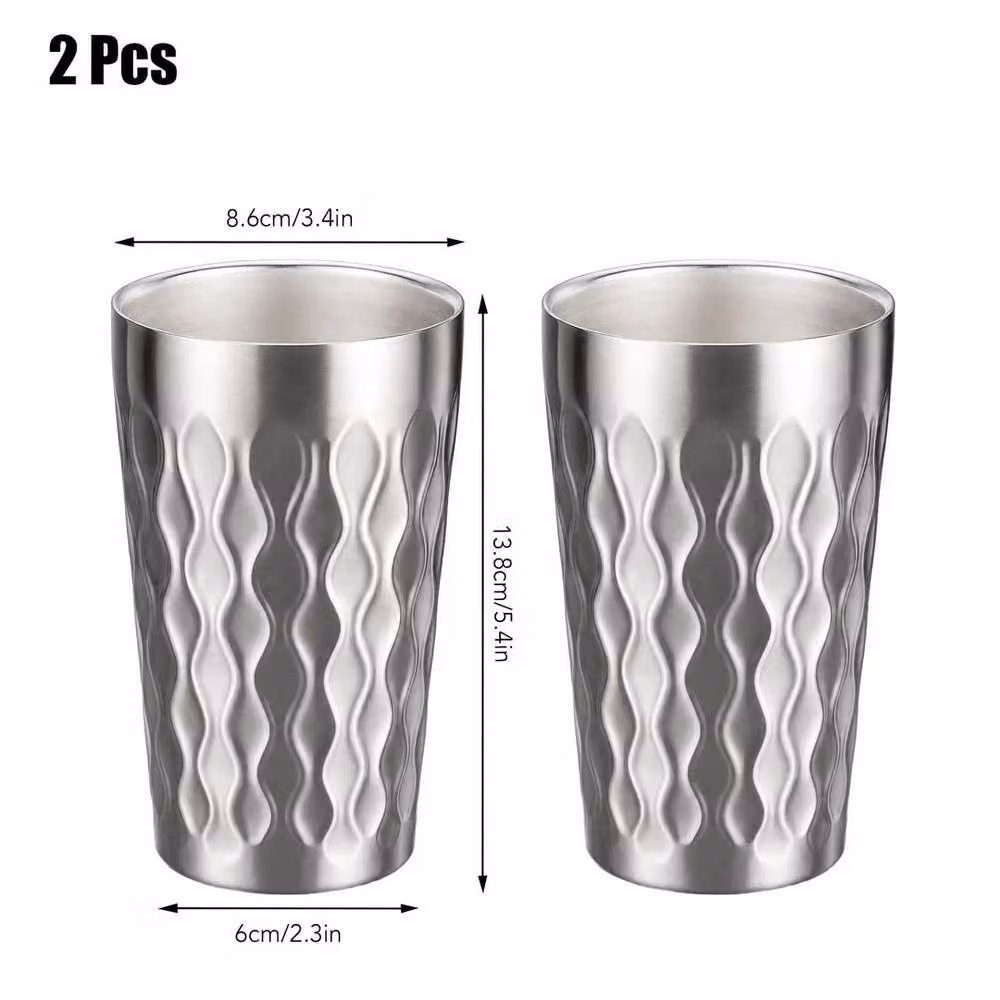 KORVIXA Silver Double Walled Stainless Steel Insulated Tumbler Set of 2 – 2