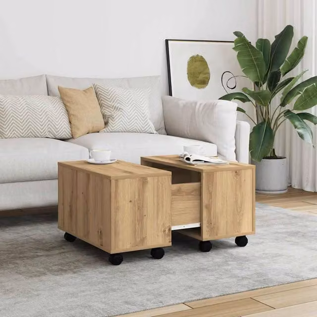Berkfield Home Artisan Oak Coffee Table in Brown, W/D/H: 60 x 60 x 38 cm – 1
