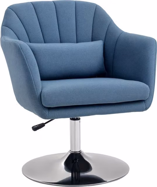 HOMCOM Blue Swivel Accent Chair with Adjustable Height and Lumbar Support – 1