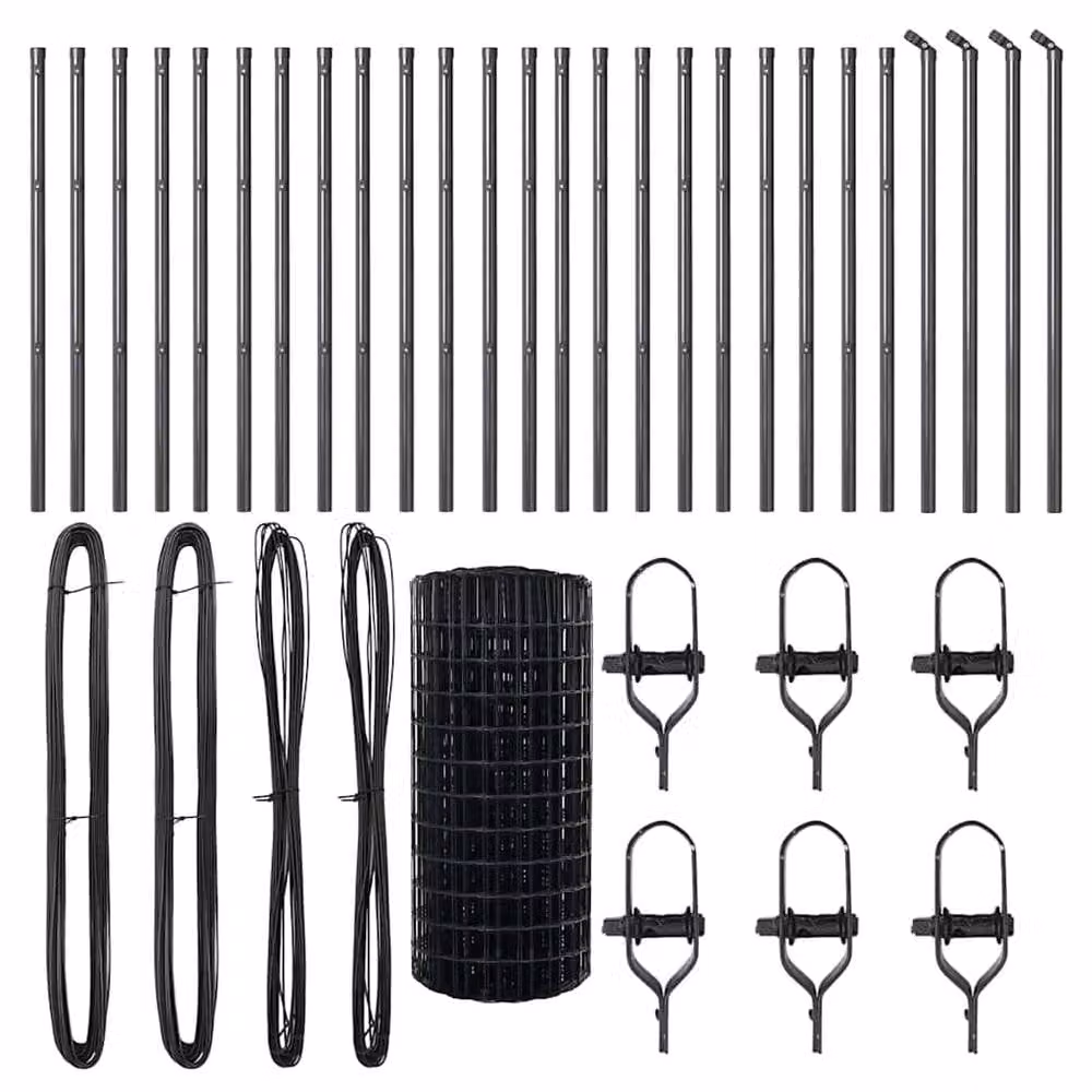 Berkfield Home Euro Fence with 13 Round Posts, Grey Galvanised Steel, 0.6 x 50 m – 4