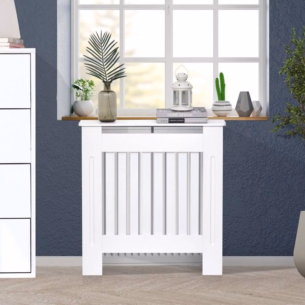 FORGEVIO White Wooden Cabinet Cover with Vertical Slatted Vent – 2