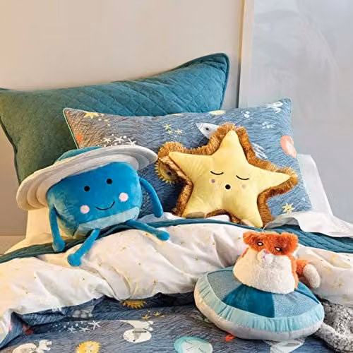 Linen House Kids Space Race Reversible Cotton Single Duvet Cover and Pillowcase Set, Multicolour, W/H: 140 x 200 cm, Pillowcase: 90 x 200 cm – 2