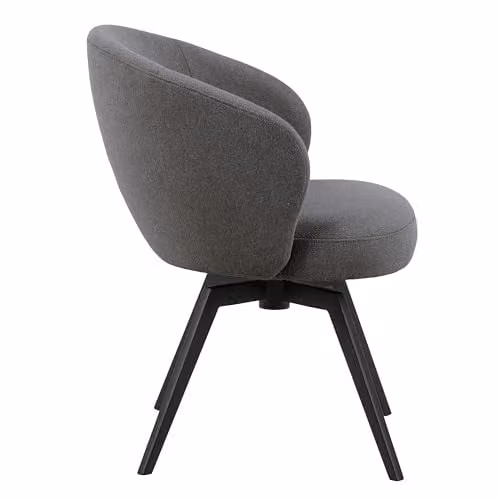 Furniture To Go Soli Round Dining Table in Oak and Black with 4 Darlene Grey Swivel Dining Chairs with Armrests, W: 120 cm, D: 75 cm, H: 79 cm – 5