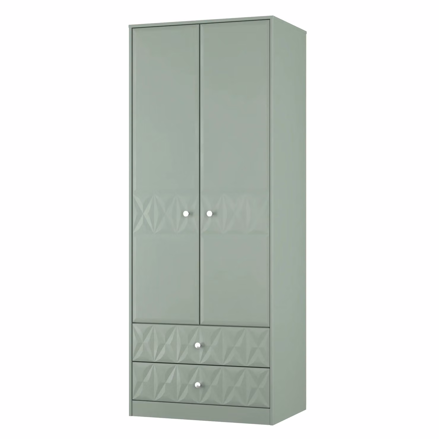 Ready Assembled 2 U Memphis 2 Door Wardrobe with 2 Drawers in Pale Green – 2