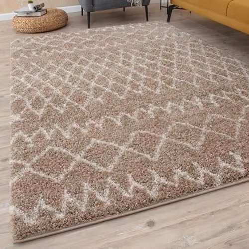 THE RUGS Modern Moroccan Design Rectangular Rug for Living Room and Bedroom, Tangier Beige/Ivory, W: 80 cm, L: 150 cm