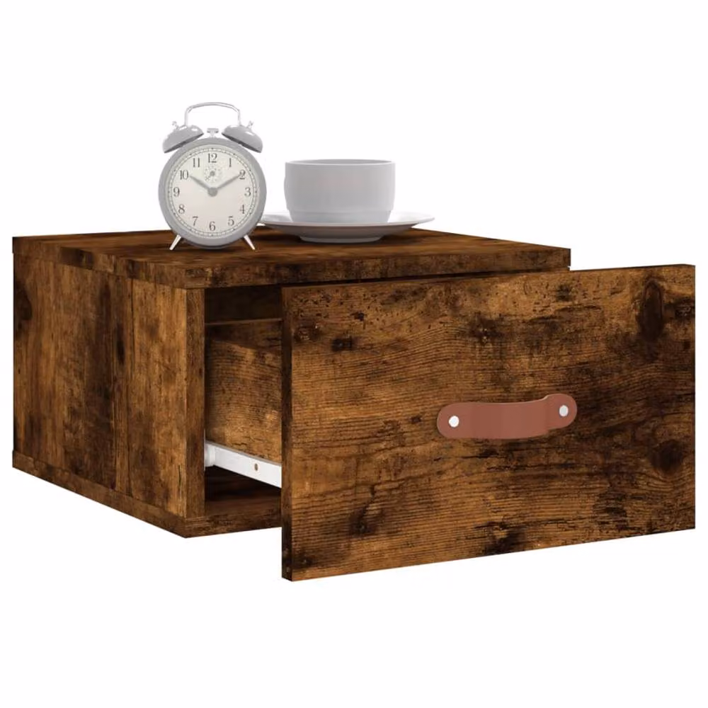 Berkfield Home Wall-mounted Bedside Cabinet in Smoked Oak Brown, W/D/H: 35 x 35 x 20 cm – 3