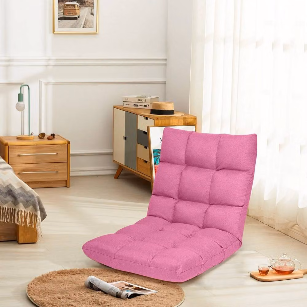 KORVIXA 14-Position Adjustable Floor Chair in Pink, W/D: 100 x 100 cm – 3