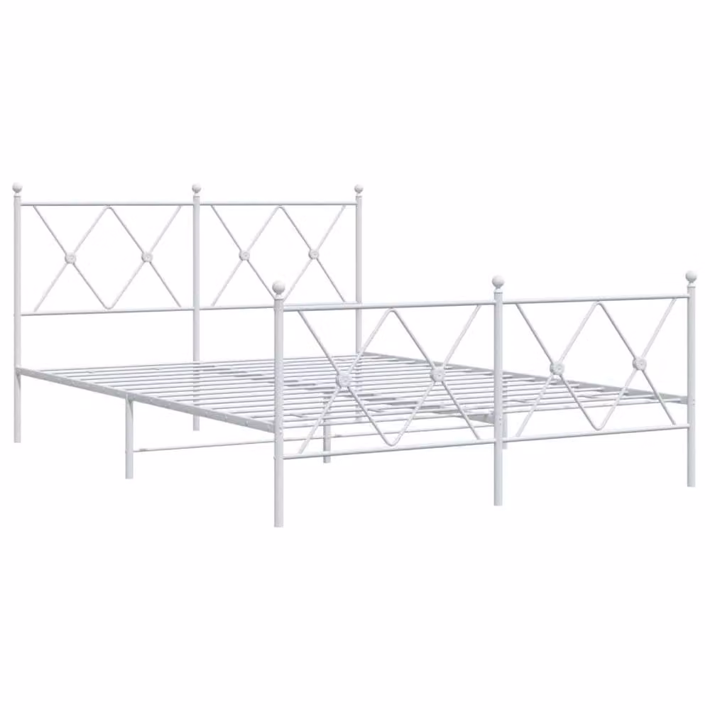 Berkfield Home Metal Bed Frame with Footboard, White, W: 137 cm, L: 190 cm – 3
