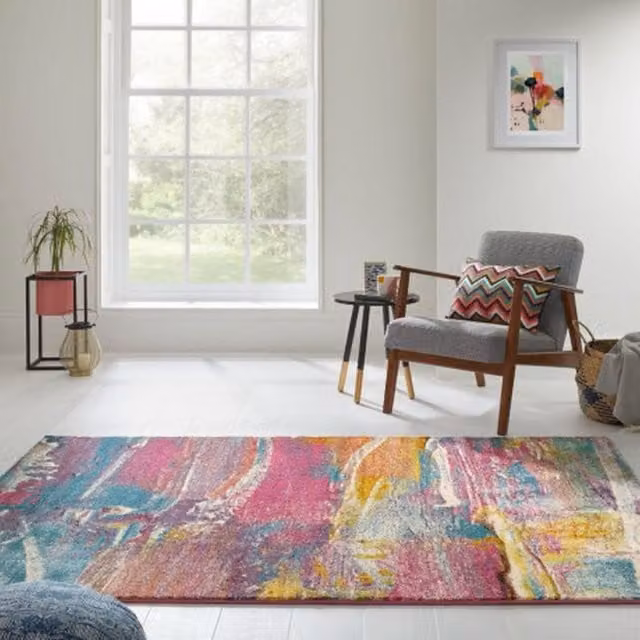 The Rug Shop UK Modern Abstract Multicolour Polypropylene and Jute Area Rug W: 240 cm, D: 330 cm
