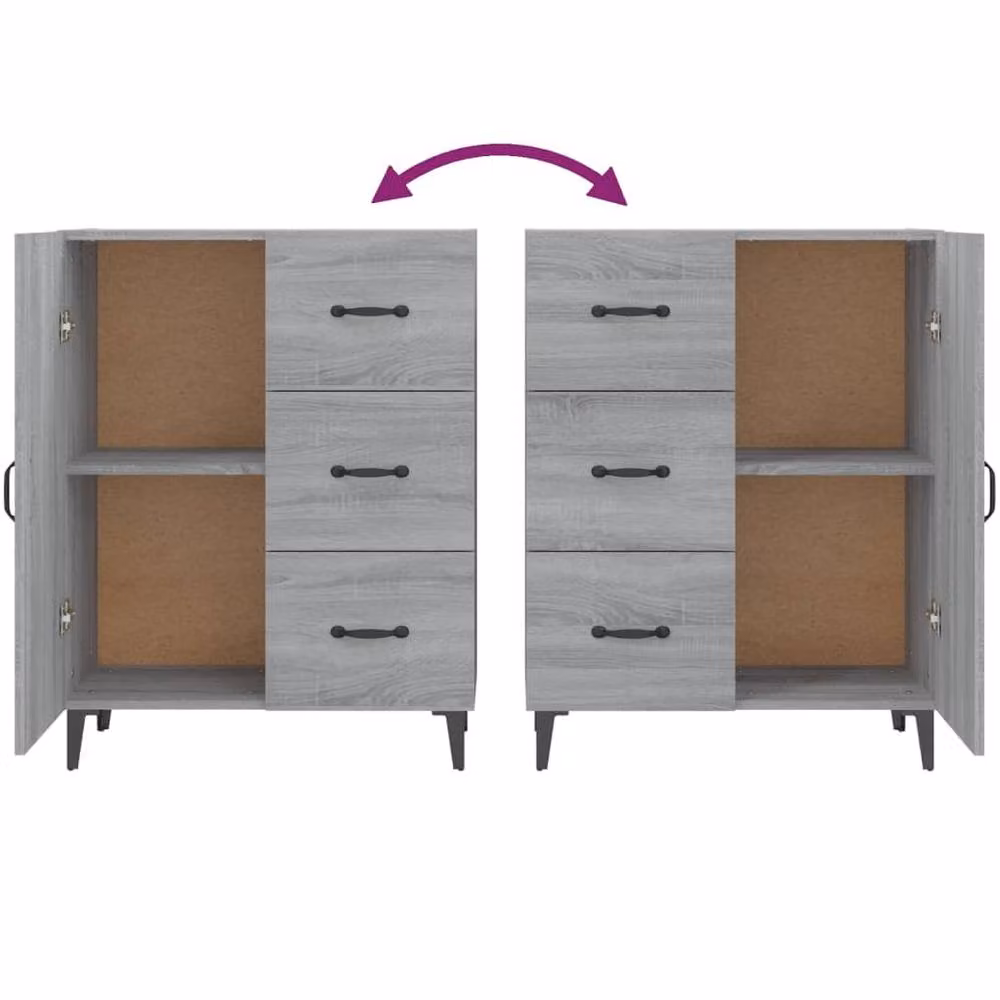 Berkfield Home Grey Sonoma Sideboard in Engineered Wood, W: 69.5 cm, D: 34 cm, H: 90 cm – 4
