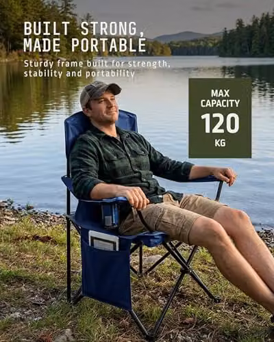 Voyager 2-Pack Lightweight Folding Camping Chairs with Cup Holders and Pockets, Blue – 5