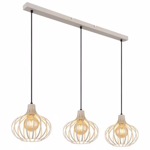 Netlighting Mateo Bar Pendant Ceiling Light in Beige Metal with 3x E27 Bulbs