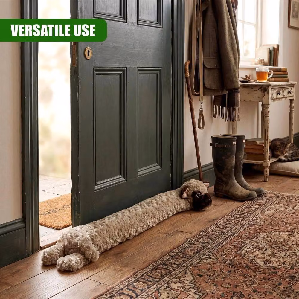 EONLION Dog Design Draught Excluder and Door Stopper, Beige, Length: 100 cm – 4