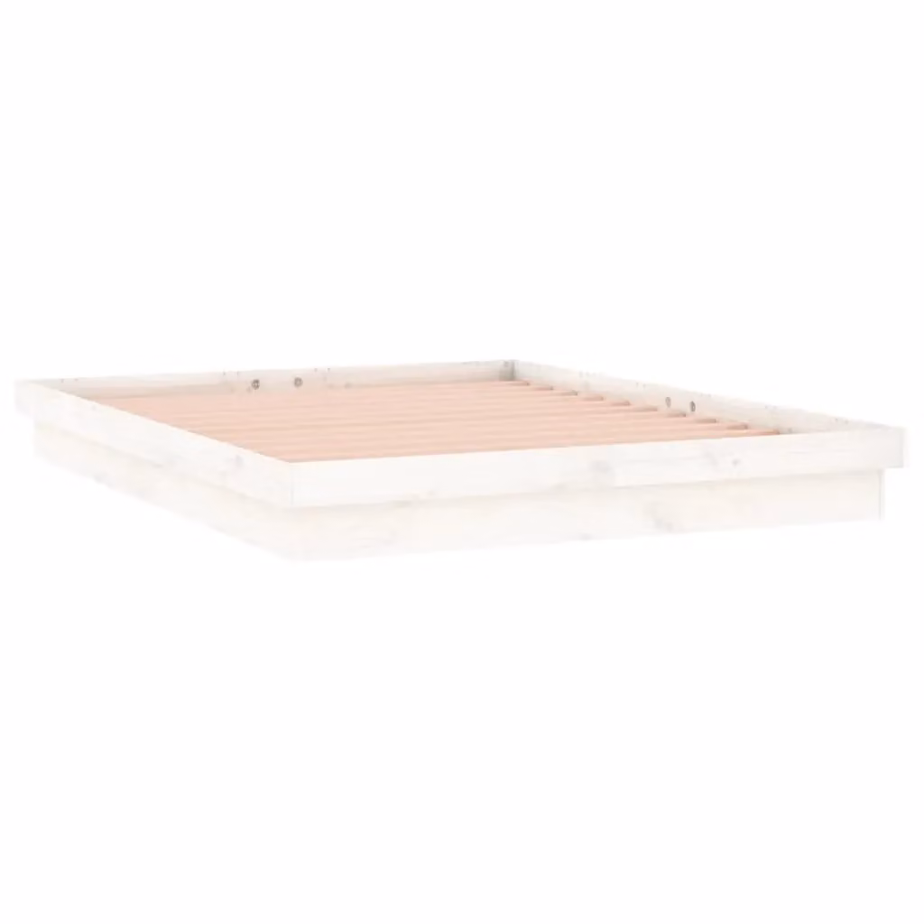 Berkfield Home Solid Wood LED Bed Frame in White with Under-Bed Lighting and USB Charging Port, W/D/H: 140 x 190 cm – 2