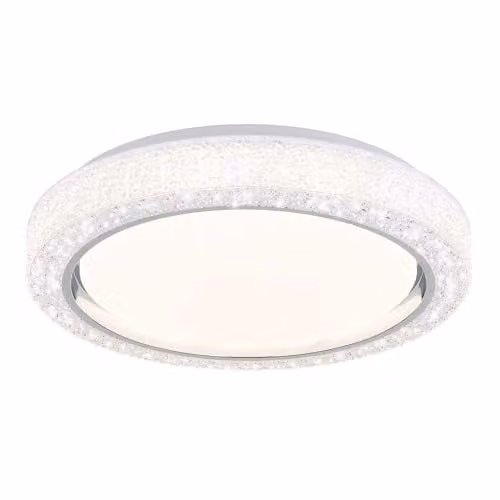 Netlighting Globo Lighting Modern LED Ring Ceiling Light in White and Chrome with Crystals, 24W, 1600 Lumen, Diameter: 40 cm – 1