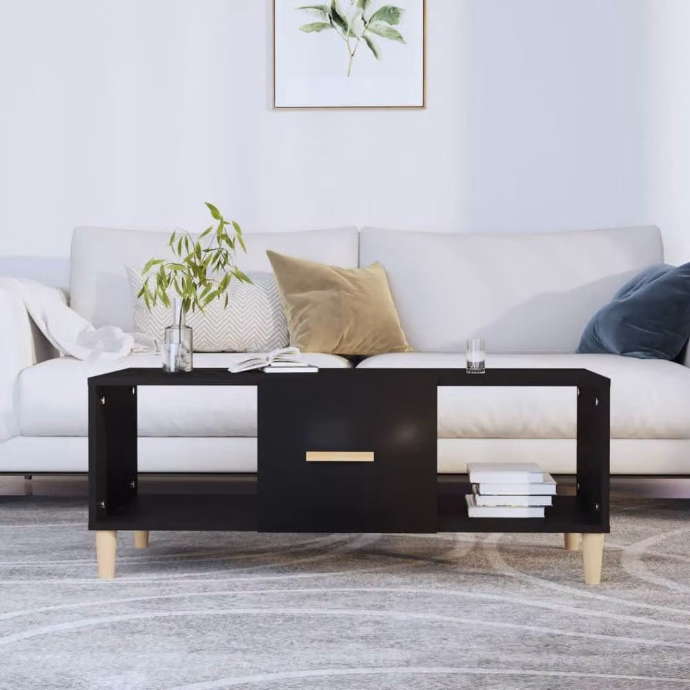 Berkfield Home Modern Black Coffee Table, W/D/H: 102 x 50 x 40 cm – 2