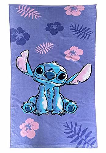 HomeSpace Direct Disney Lilo & Stitch Kids Beach Towel, Purple, W/H: 70 x 140 cm