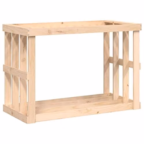 vidaXL Rustic Outdoor Log Holder in Untreated Solid Pine, W/D/H: 108 x 52 x 74 cm