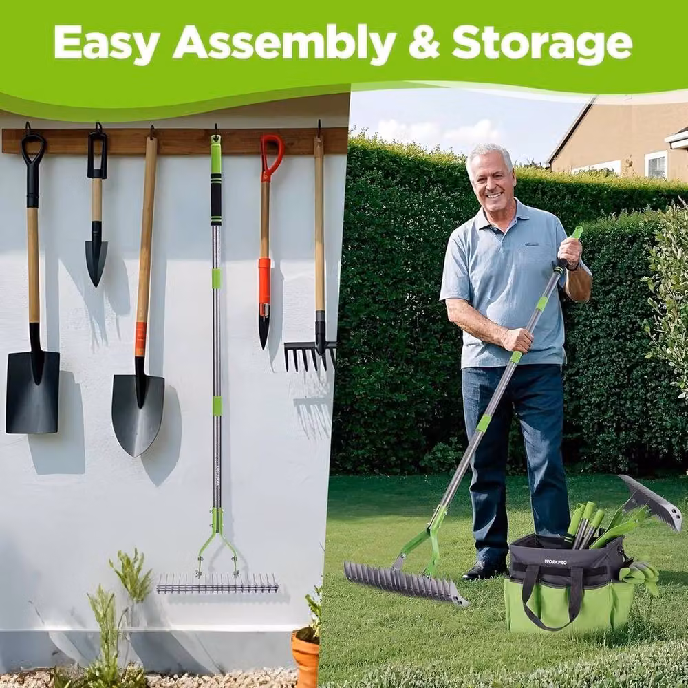 Havendro Adjustable Lawn Thatch Rake in Grey, 178 cm – 3