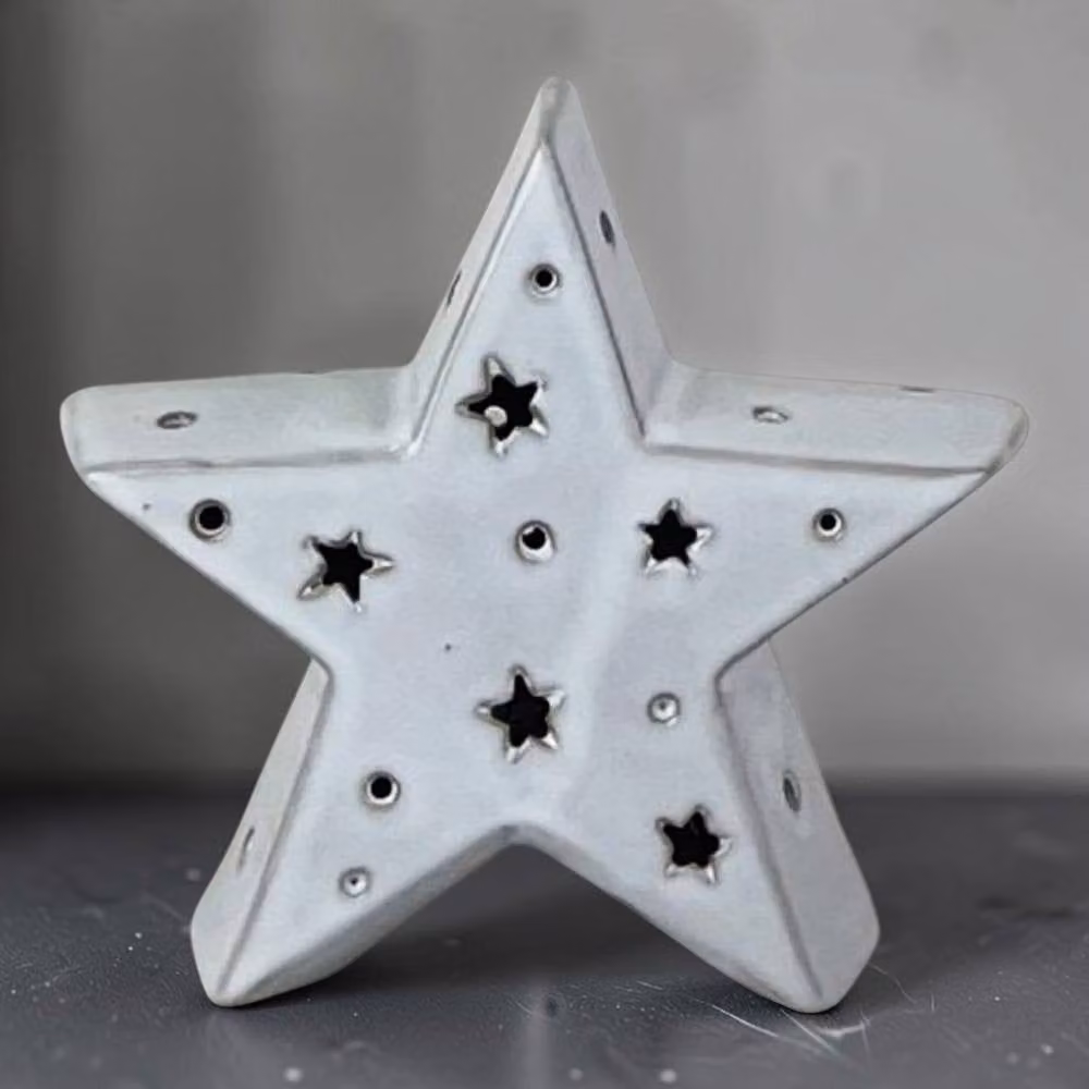 Four Candle White Ceramic LED Star Tabletop Ornament – 2