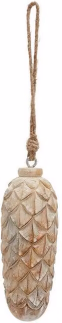 Lemon Pavilion Furniture and Decor Antique White Wash Large Pine Cone Bauble in Light Brown, W: 7 cm, D: 7 cm, H: 18 cm