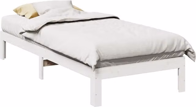 Berkfield Home White Solid Wood Pine Bed Frame W/D/H: 90 x 200 cm