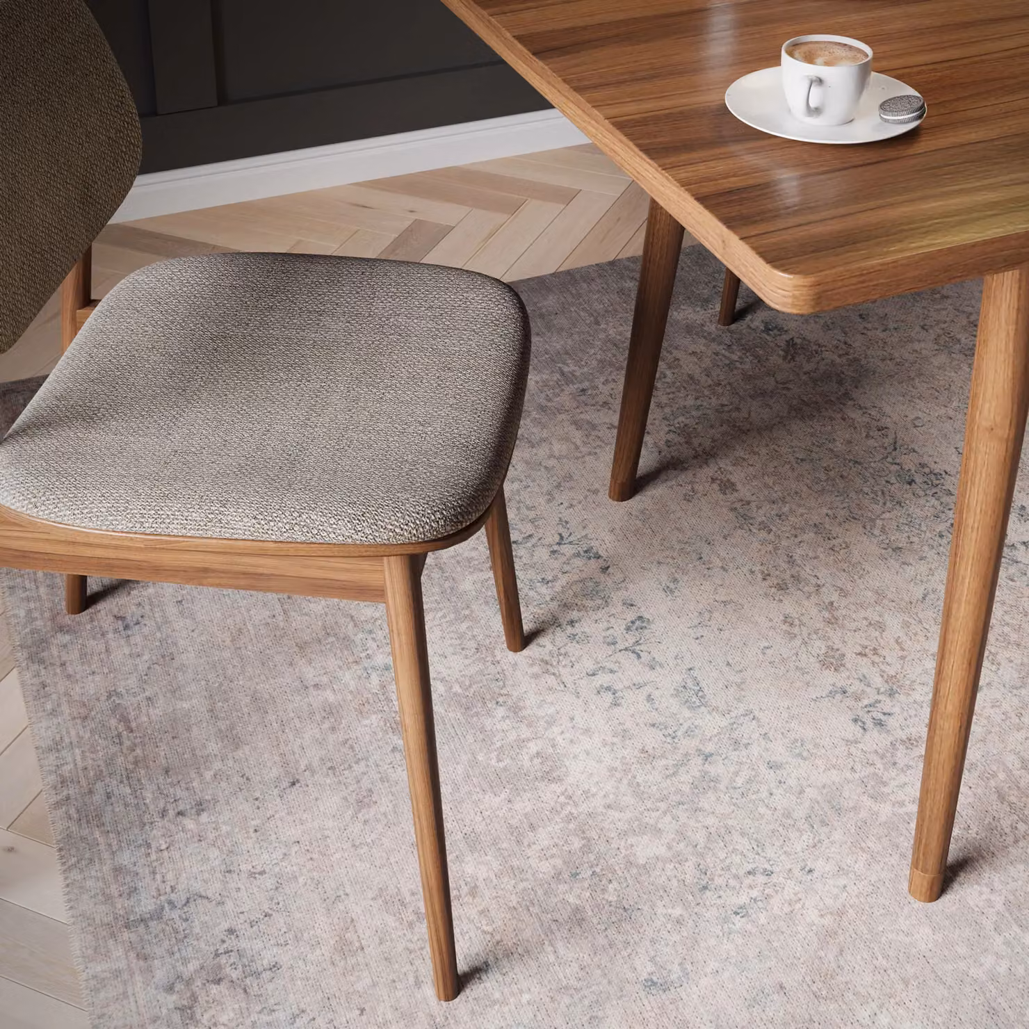 Kukoon Vintage Design Washable Stain Resistant Area Rug in Beige and Grey, W: 60 cm x L: 240 cm – 4