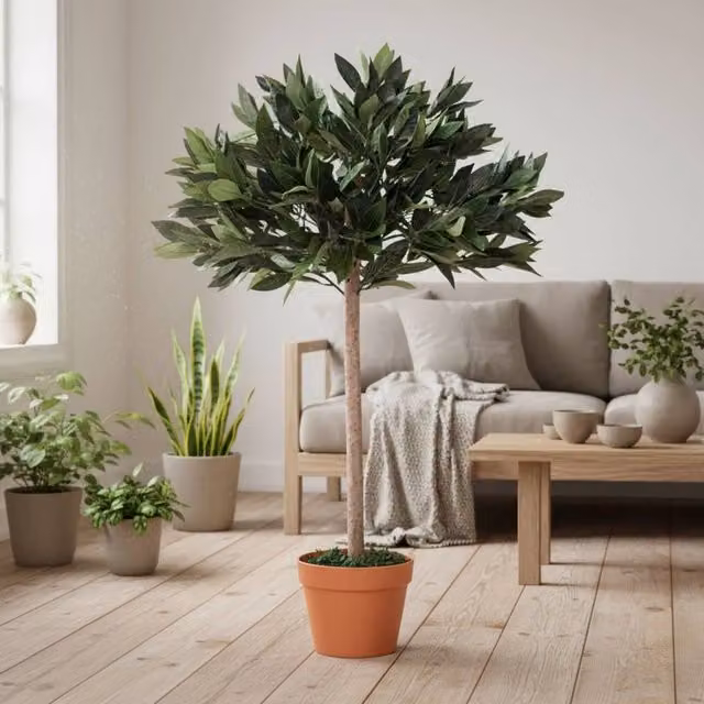Wyld Haus Niladi Artificial Mediterranean Olive Tree in a Green and Orange Pot – 1