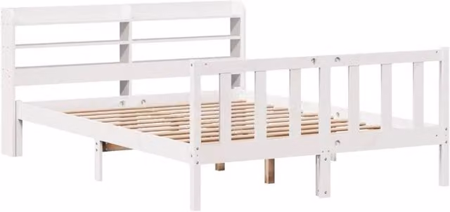 Berkfield Home Beautiful Bed Frame in White Solid Pine, W/D/H: 140 x 200 cm