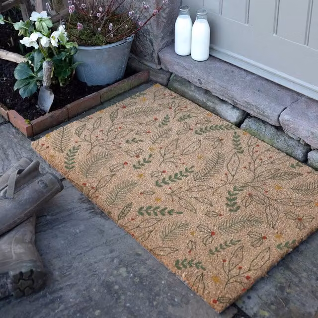 Artsy Mats Winter Foliage Coir Doormat in Brown and Multicolour, W/D/H: 90 x 60 x 1 cm – 1