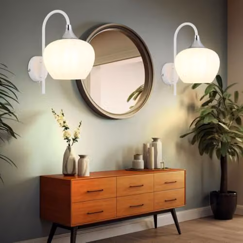 Netlighting Maxy Dome Wall Lamp in White and Chrome with Opal Glass Shade, E27, W/D/H: 32 x 18 x 25 cm – 4