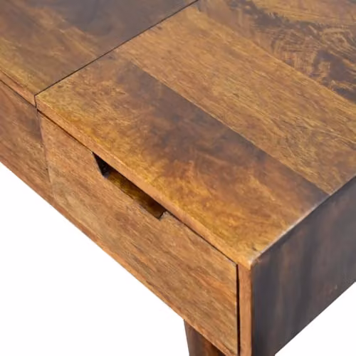 Artisan Furniture Mid-Century Brown Wood Dressing Table with Tri-Fold Mirror, W/D/H: 100 x 40 x 78 cm – 4