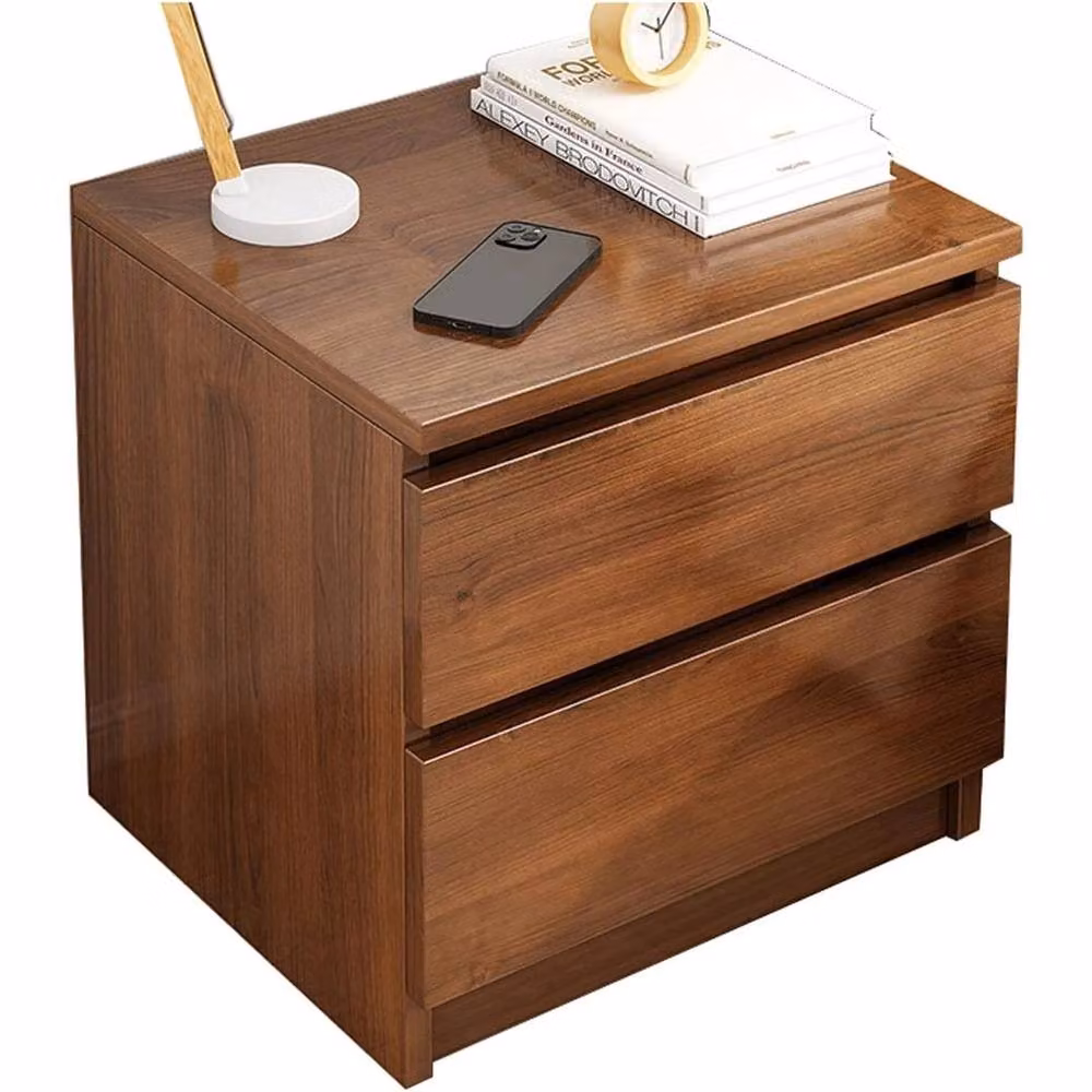 EONLION Modern Wooden 2 Drawer Bedside Table Cabinet in Brown – 2