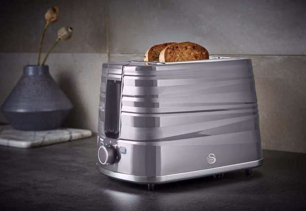 Swan Symphony 2 Slice Toaster, Grey and White, 930W – 2