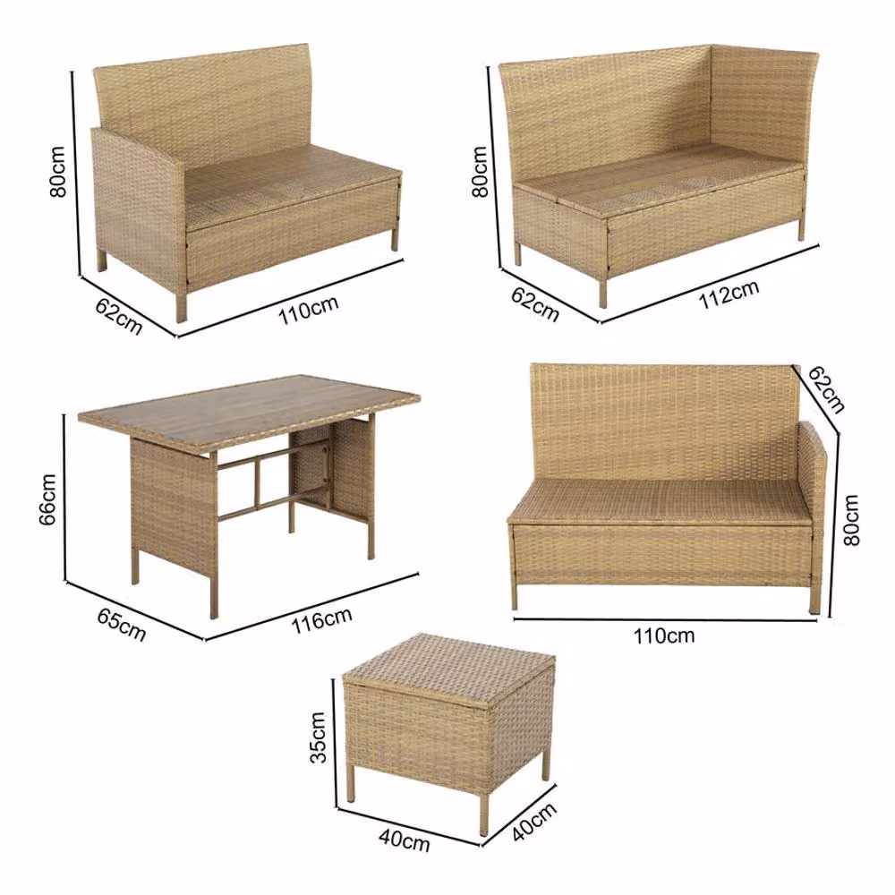 Home Garden Direct Thalia 8 Seater Rattan Corner Dining Set with Plywood Table in Brown – 3