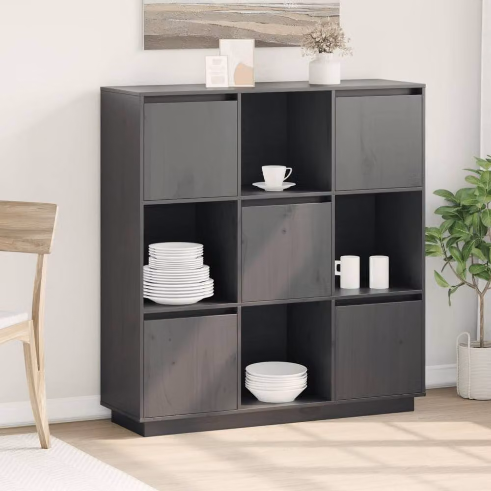 Berkfield Home Grey Solid Wood Pine Highboard W/D/H: 110.5 x 35 x 117 cm – 2