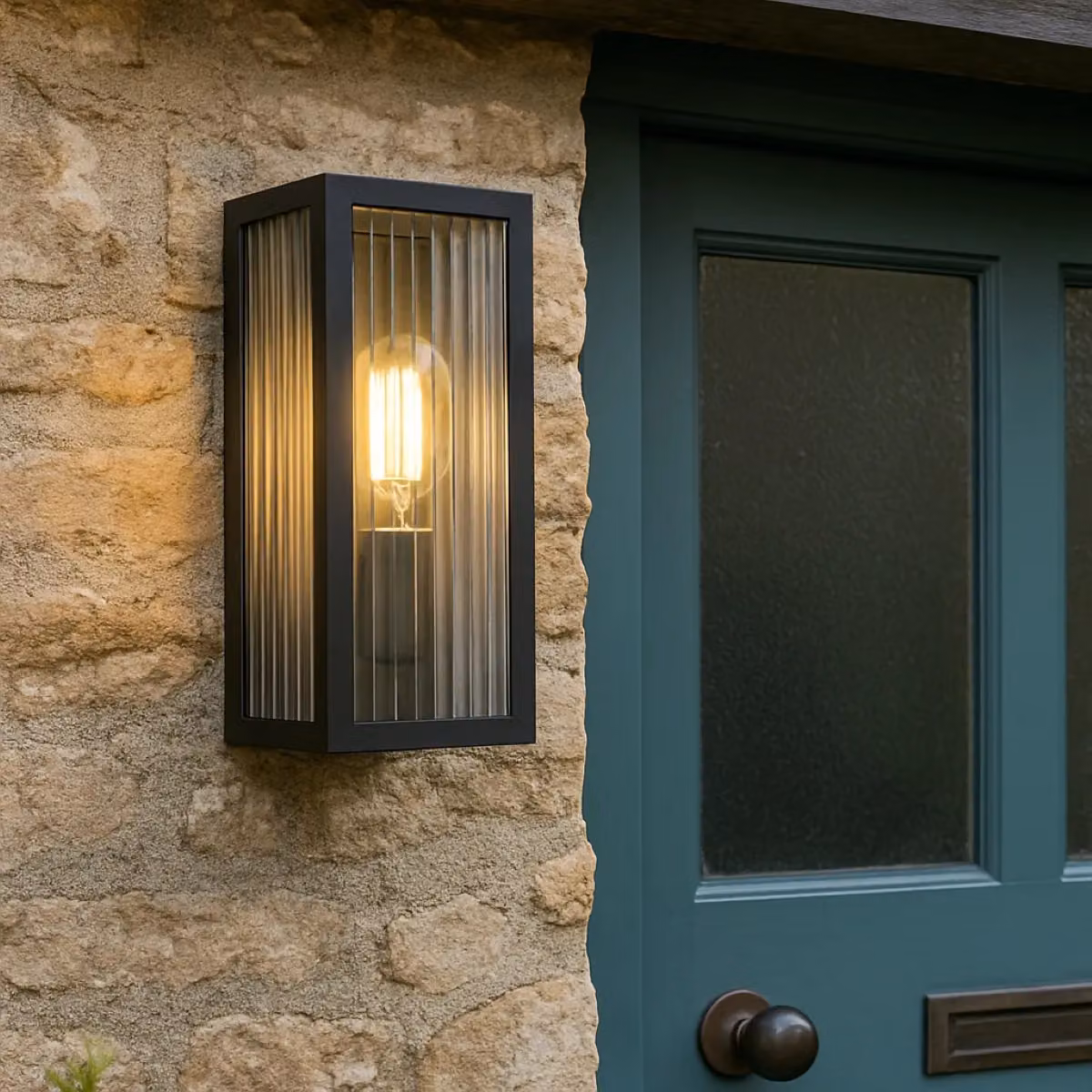 CGC Lighting Stella Black Aluminium and Glass Rectangular Outdoor Wall Light with E27 Socket – 4