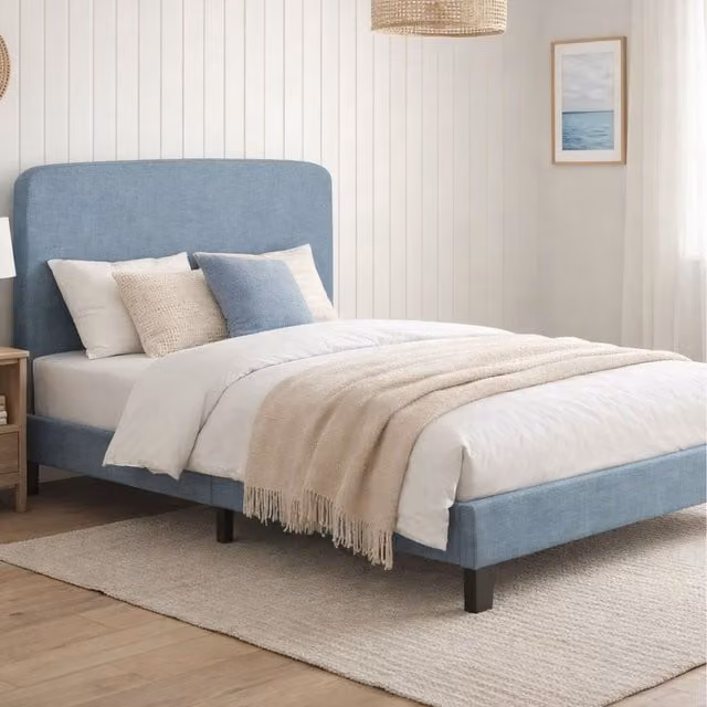 Birlea Jacob Modern Upholstered Bed in Blue and Black