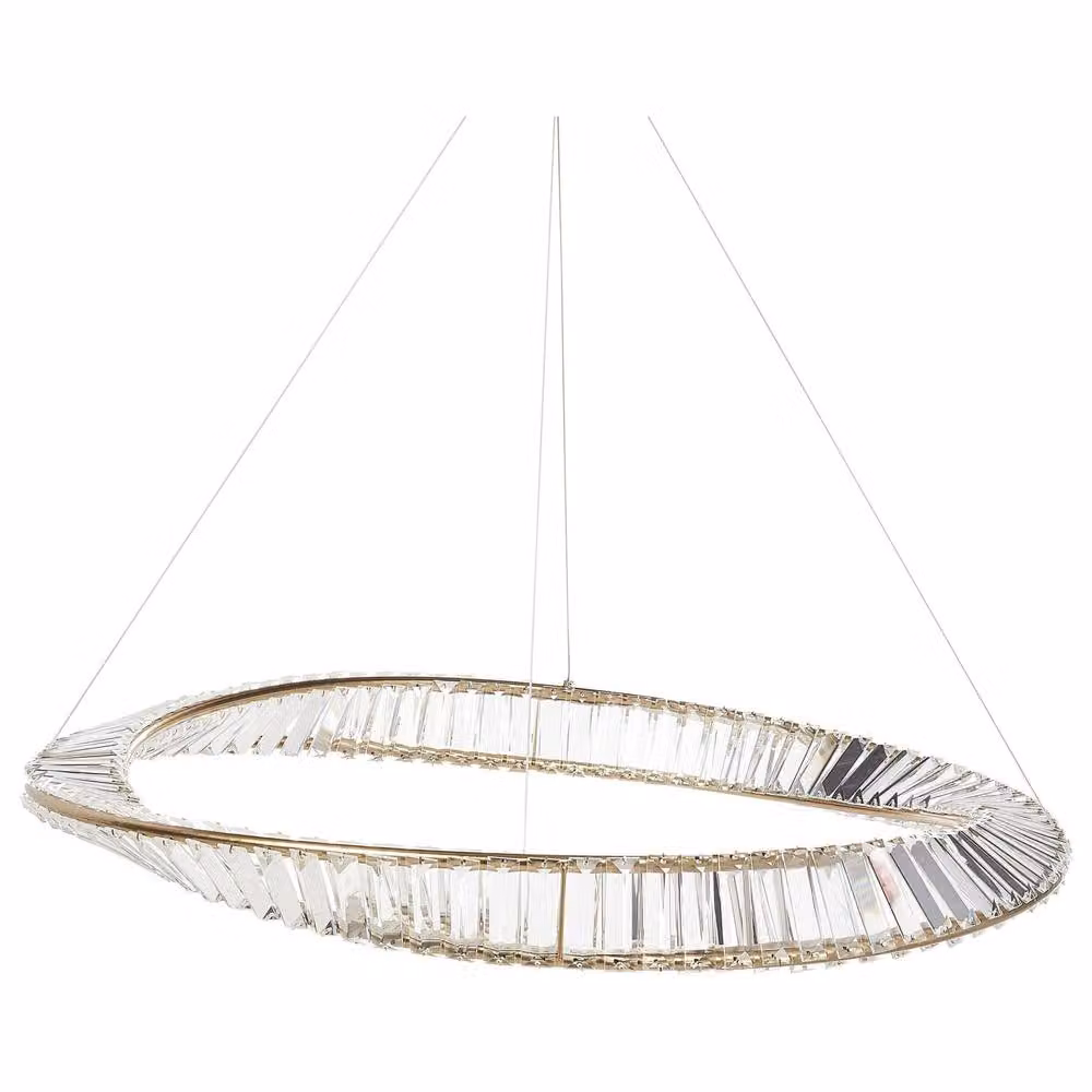 Wyld and Coco Gold and Brass Crystal Chandelier Pendant Lamp with Adjustable Cord and LED Light – 2