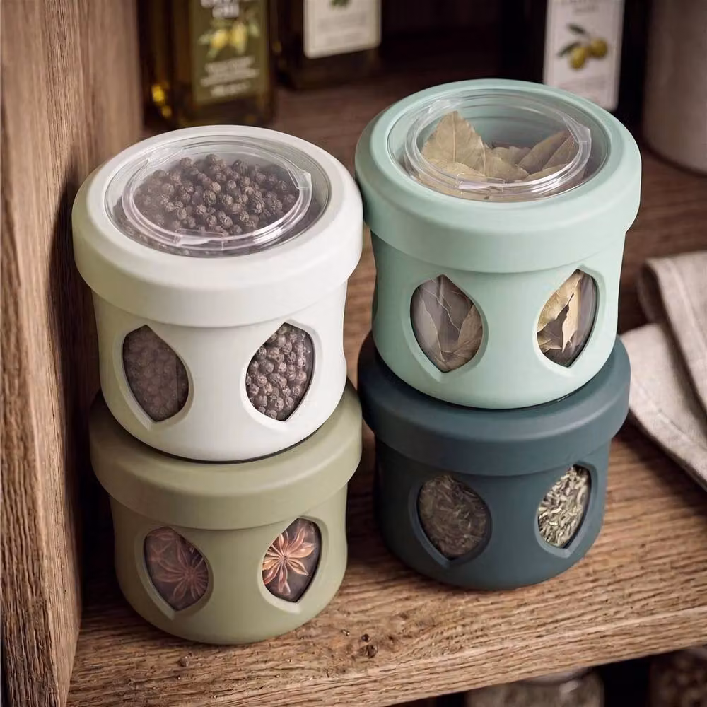 FLAVORA 4-Piece Stackable Small Snack Pots with Airtight Leakproof Lids, Multicolour – 2