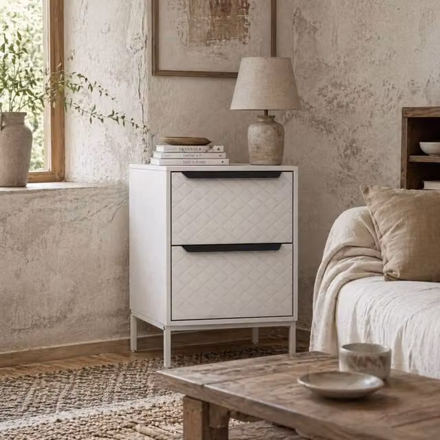 Wyld Haus Farayo White 2 Drawer Fabric Storage Dresser – 1