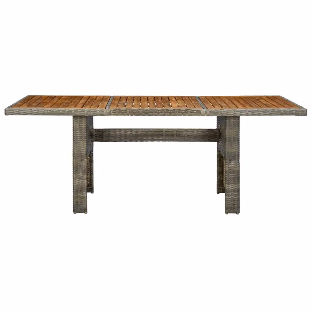 Berkfield Home Brown Poly Rattan and Solid Acacia Wood Garden Table – 2