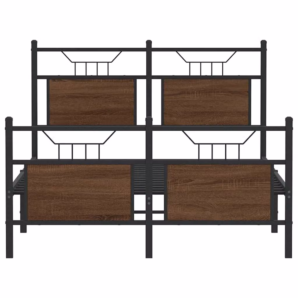 Berkfield Home Small Double Bed Frame in Brown Oak Engineered Wood, W/D/H: 120 x 190 cm – 4