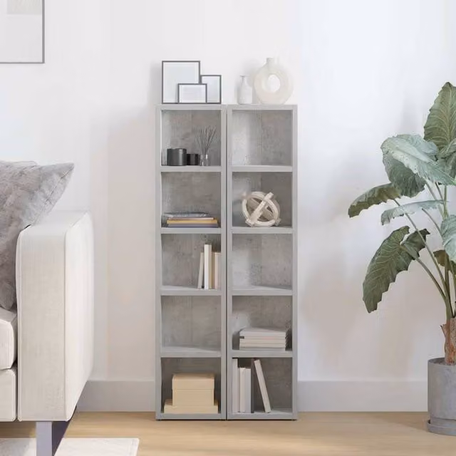 Berkfield Home Modern CD Cabinets, 2 Piece, Concrete Grey, W/D/H: 21 x 16 x 93.5 cm – 1