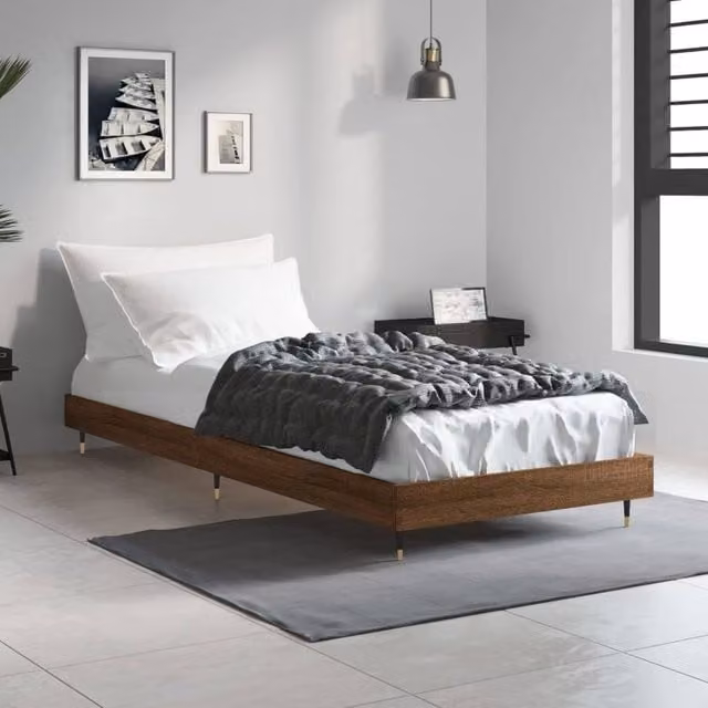 Berkfield Home Durable Small Single Bed Frame in Brown Oak, W/D/H: 190 x 78 x 20 cm – 1